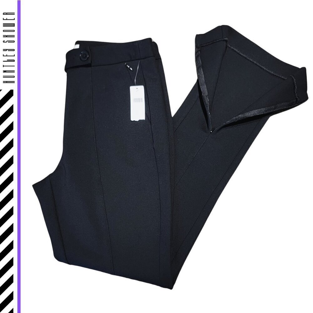 MAEVE Black Flare Leg Ankle Zip Pants Womens 8 Legging Dressy Business Sleek NWT - Picture 2 of 14